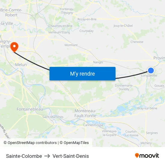 Sainte-Colombe to Vert-Saint-Denis map