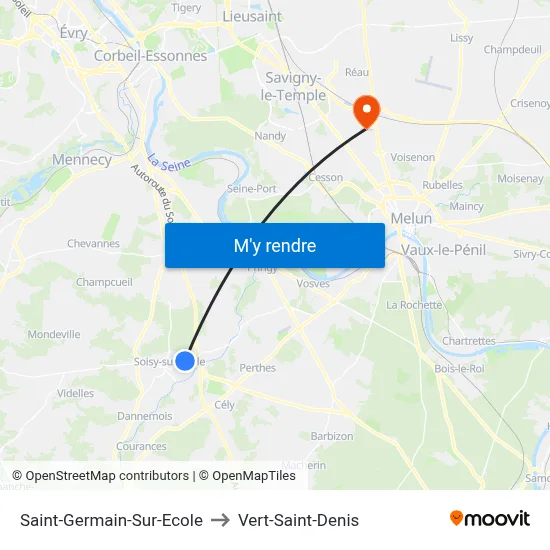 Saint-Germain-Sur-Ecole to Vert-Saint-Denis map