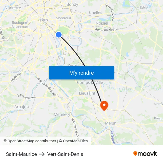 Saint-Maurice to Vert-Saint-Denis map