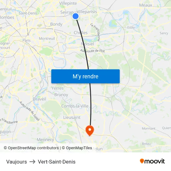 Vaujours to Vert-Saint-Denis map
