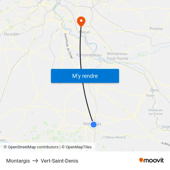 Montargis to Vert-Saint-Denis map