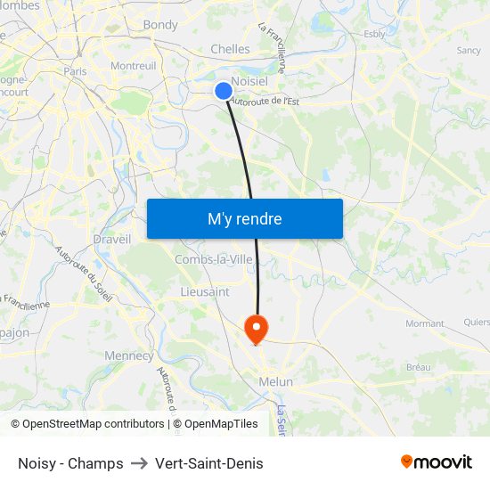 Noisy - Champs to Vert-Saint-Denis map