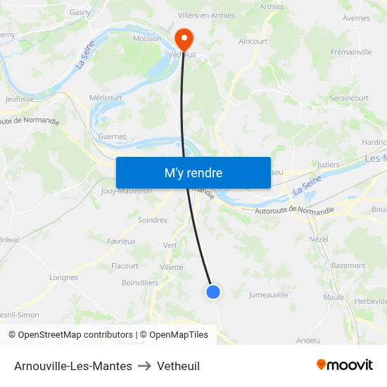 Arnouville-Les-Mantes to Vetheuil map