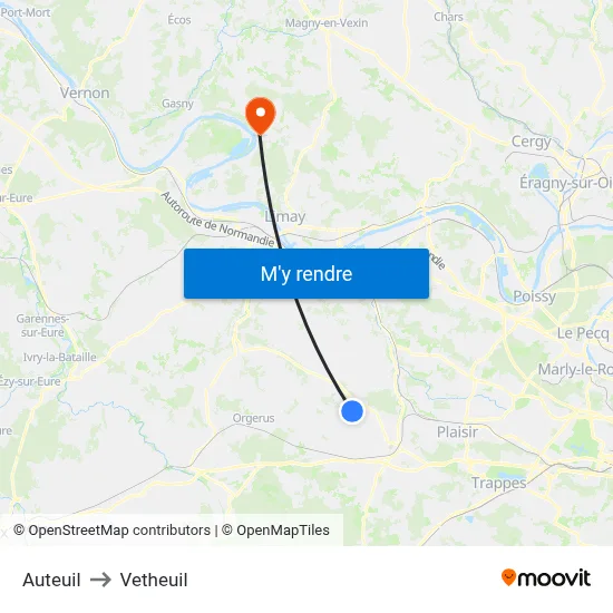 Auteuil to Vetheuil map