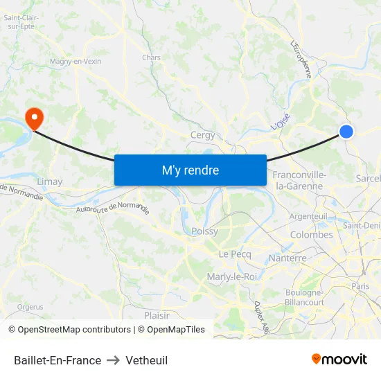 Baillet-En-France to Vetheuil map