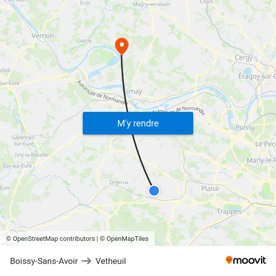 Boissy-Sans-Avoir to Vetheuil map