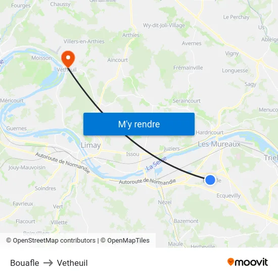 Bouafle to Vetheuil map