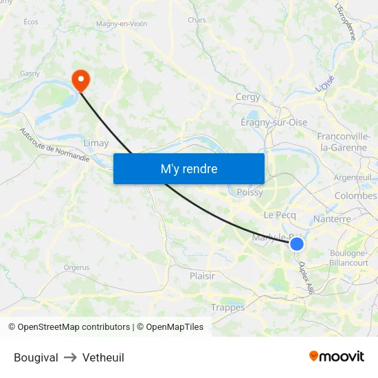 Bougival to Vetheuil map