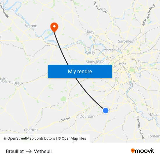 Breuillet to Vetheuil map