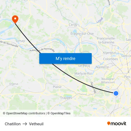 Chatillon to Vetheuil map