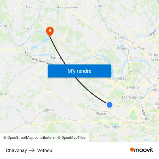 Chavenay to Vetheuil map