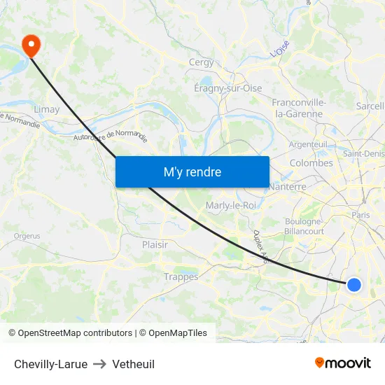 Chevilly-Larue to Vetheuil map