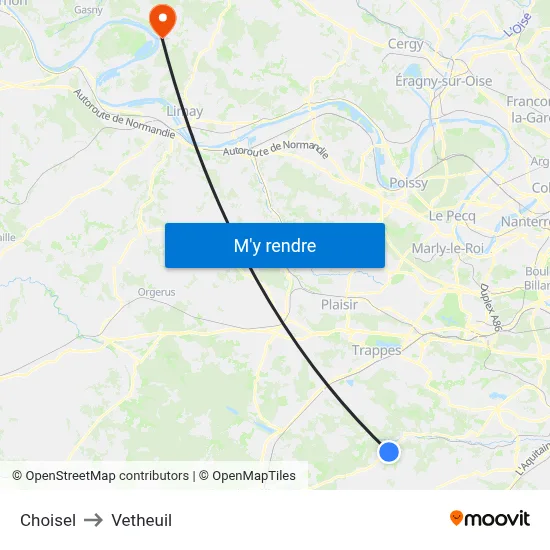 Choisel to Vetheuil map