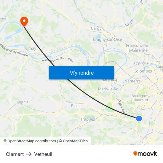 Clamart to Vetheuil map