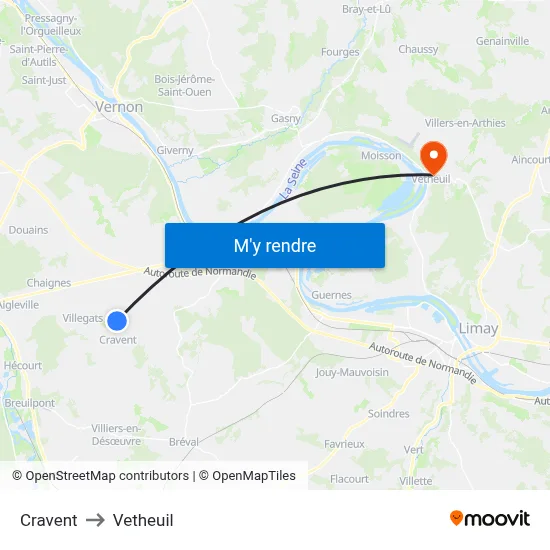 Cravent to Vetheuil map