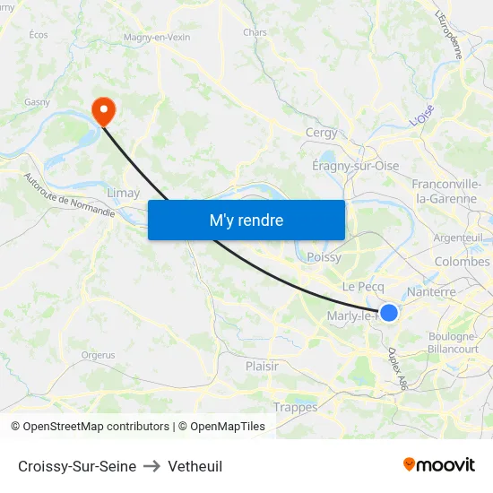 Croissy-Sur-Seine to Vetheuil map