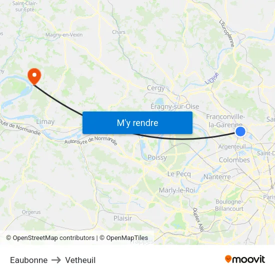 Eaubonne to Vetheuil map