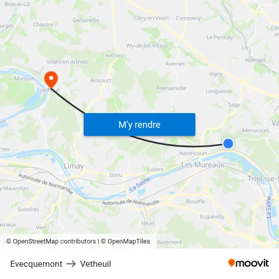 Evecquemont to Vetheuil map