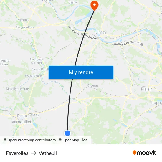 Faverolles to Vetheuil map