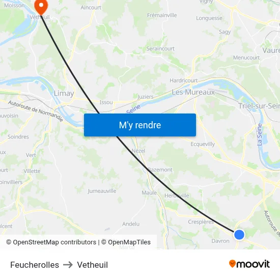 Feucherolles to Vetheuil map