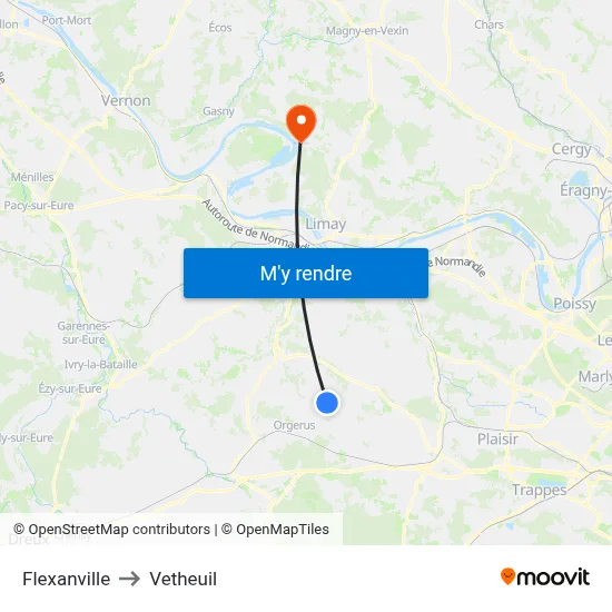 Flexanville to Vetheuil map