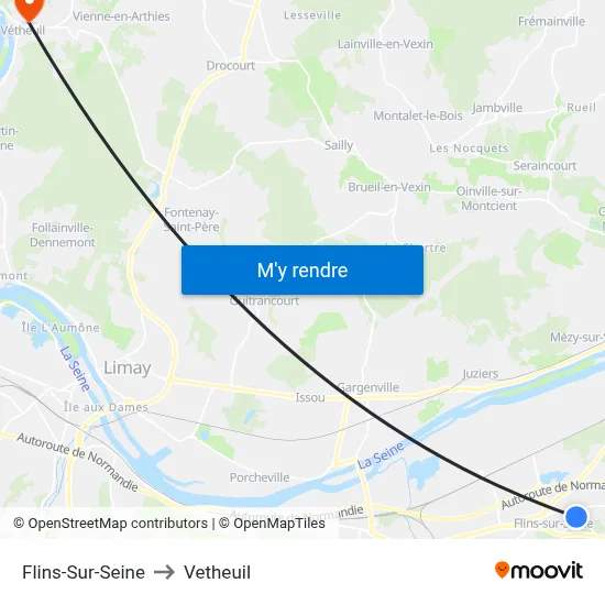 Flins-Sur-Seine to Vetheuil map