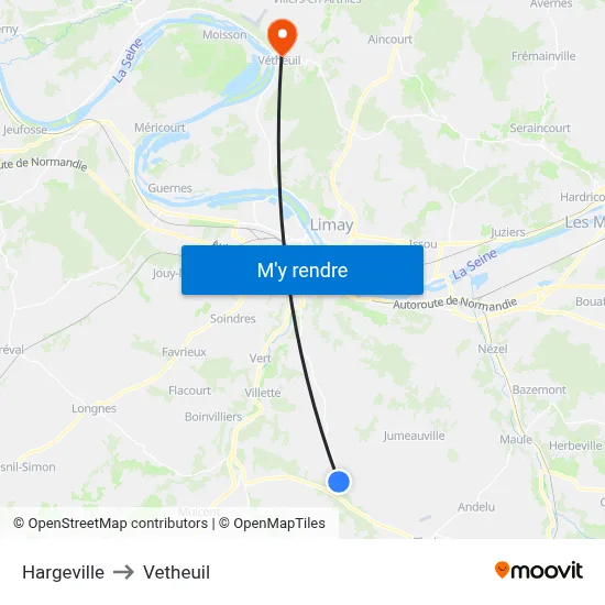 Hargeville to Vetheuil map
