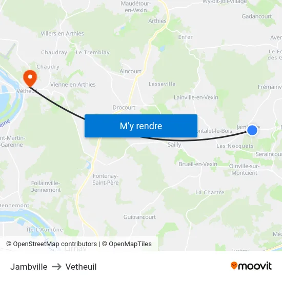 Jambville to Vetheuil map