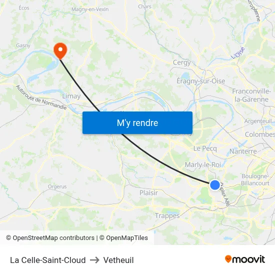 La Celle-Saint-Cloud to Vetheuil map