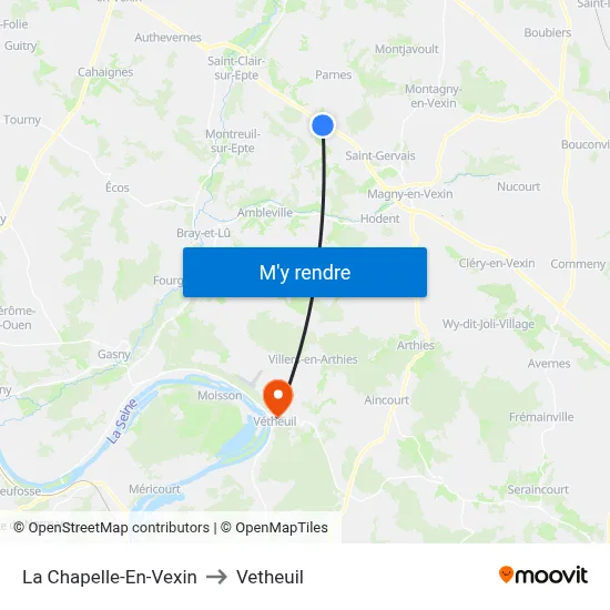 La Chapelle-En-Vexin to Vetheuil map