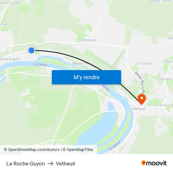 La Roche-Guyon to Vetheuil map