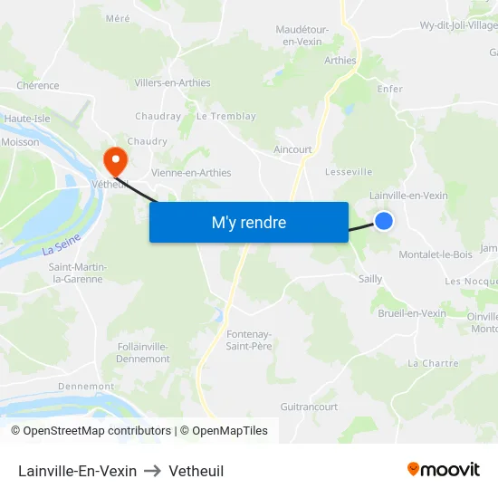 Lainville-En-Vexin to Vetheuil map