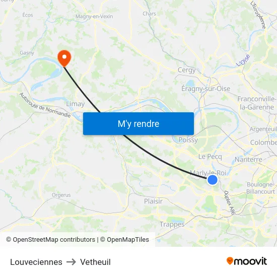 Louveciennes to Vetheuil map
