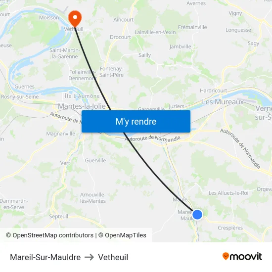 Mareil-Sur-Mauldre to Vetheuil map