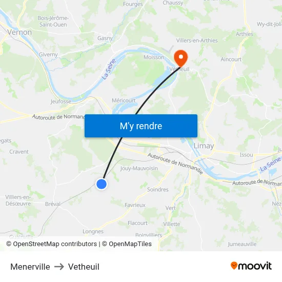 Menerville to Vetheuil map