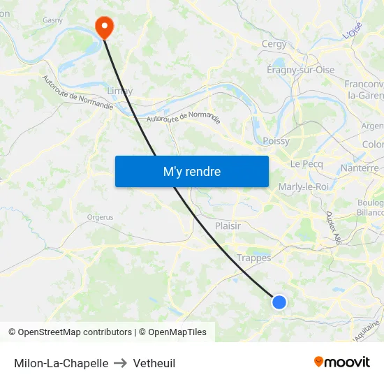 Milon-La-Chapelle to Vetheuil map