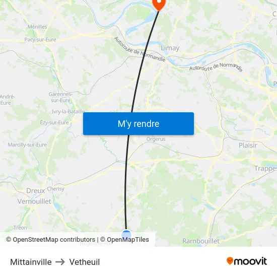 Mittainville to Vetheuil map