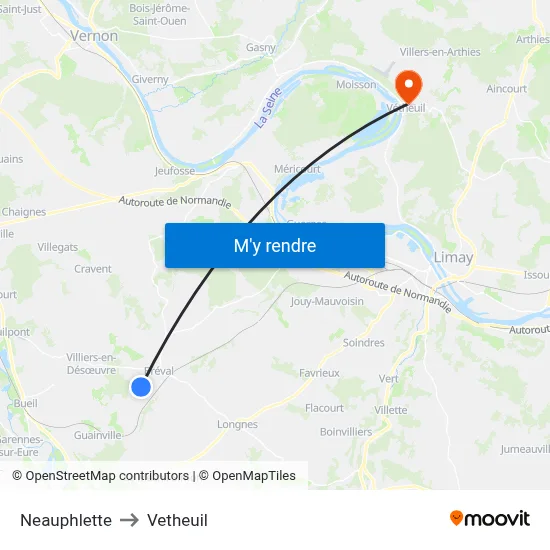 Neauphlette to Vetheuil map