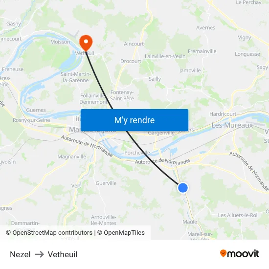 Nezel to Vetheuil map