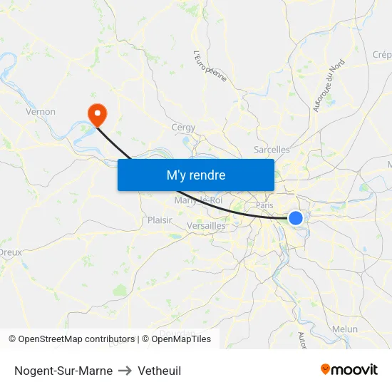 Nogent-Sur-Marne to Vetheuil map