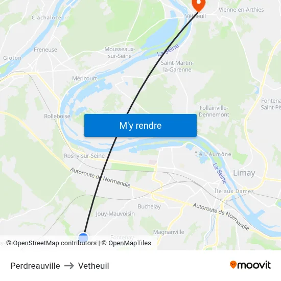 Perdreauville to Vetheuil map
