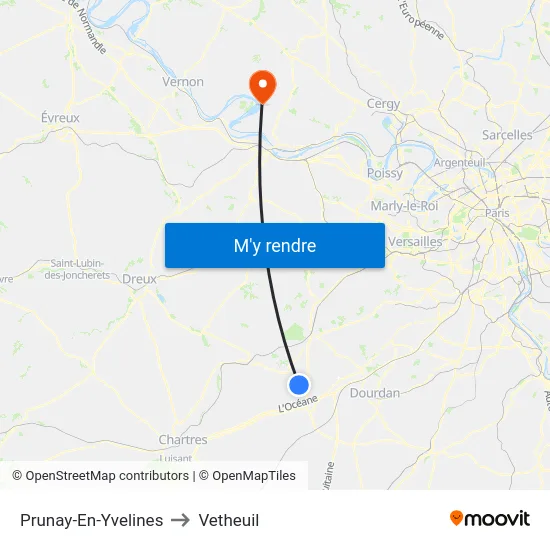Prunay-En-Yvelines to Vetheuil map