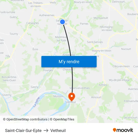 Saint-Clair-Sur-Epte to Vetheuil map