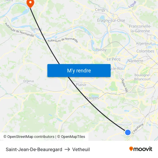 Saint-Jean-De-Beauregard to Vetheuil map