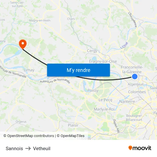 Sannois to Vetheuil map