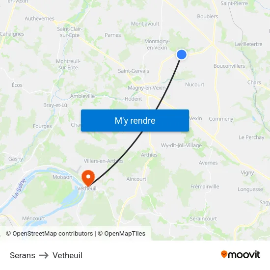 Serans to Vetheuil map