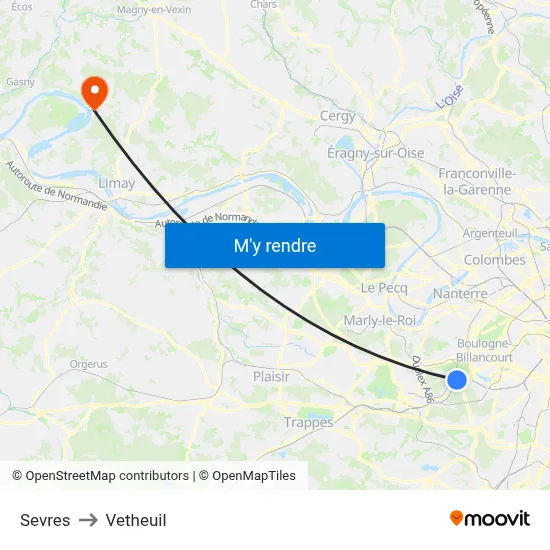 Sevres to Vetheuil map