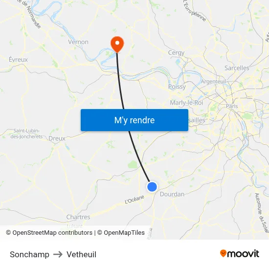 Sonchamp to Vetheuil map