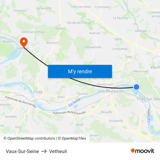 Vaux-Sur-Seine to Vetheuil map