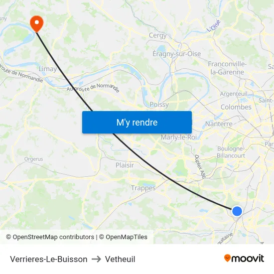 Verrieres-Le-Buisson to Vetheuil map